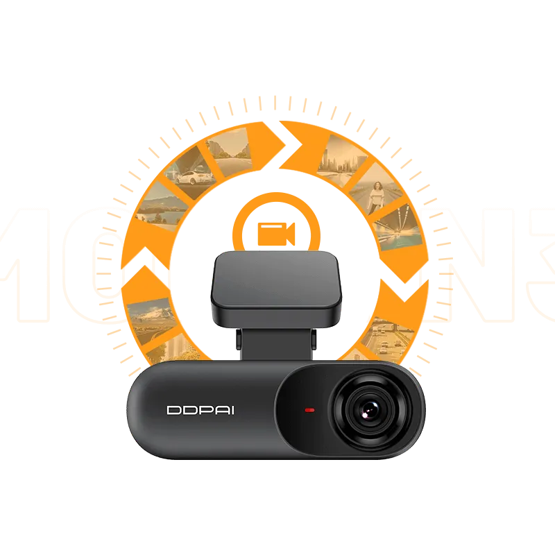 DDPAI dash cam with cycle recording feature, showcasing continuous video loop functionality.